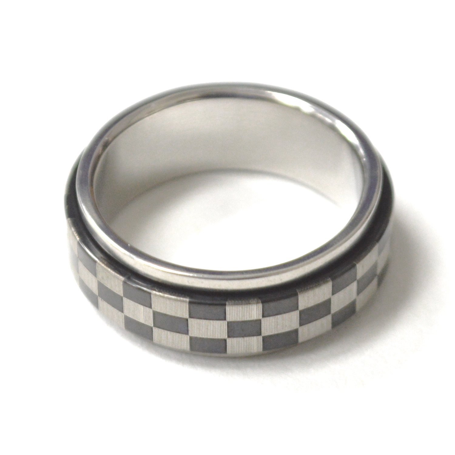 Checkered Spinner Stainless Steel Ring 81-1706