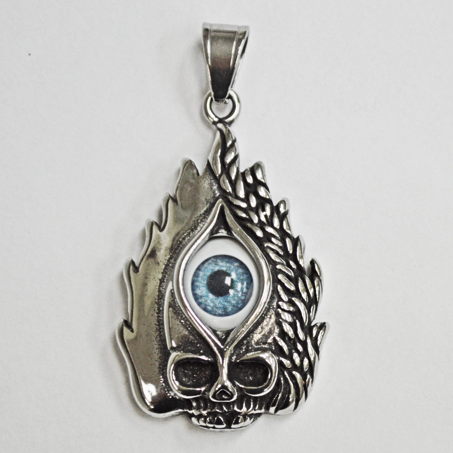 Flaming Skull with Eyeball Pendant 86-2179