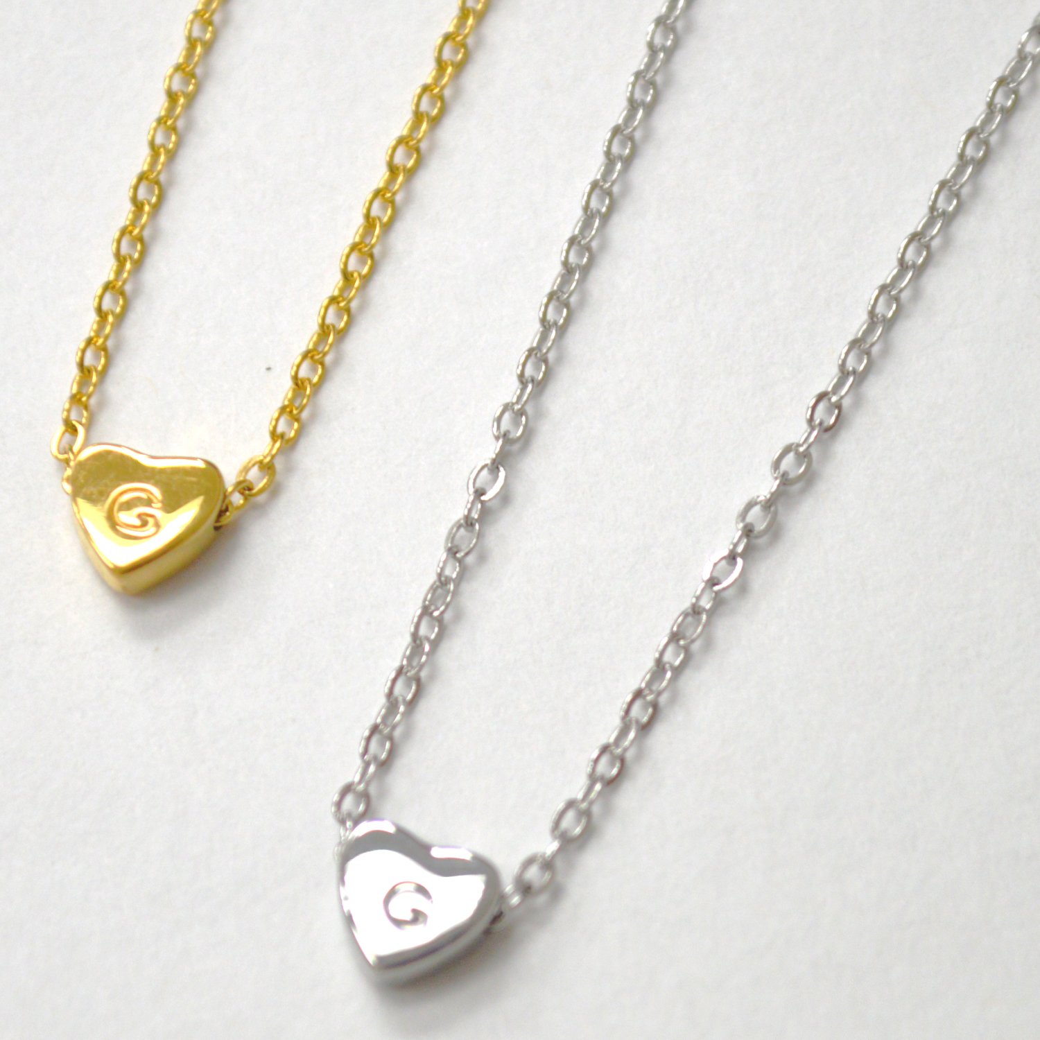 G Heart Initial Stainless Steel Necklace 85-1028-G