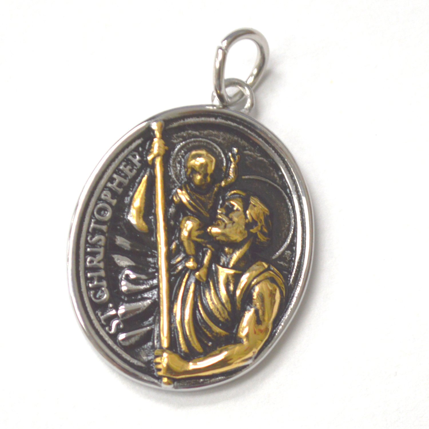 Saint Christopher 2 Tone Gold Plated Medallion  86-2919-2T