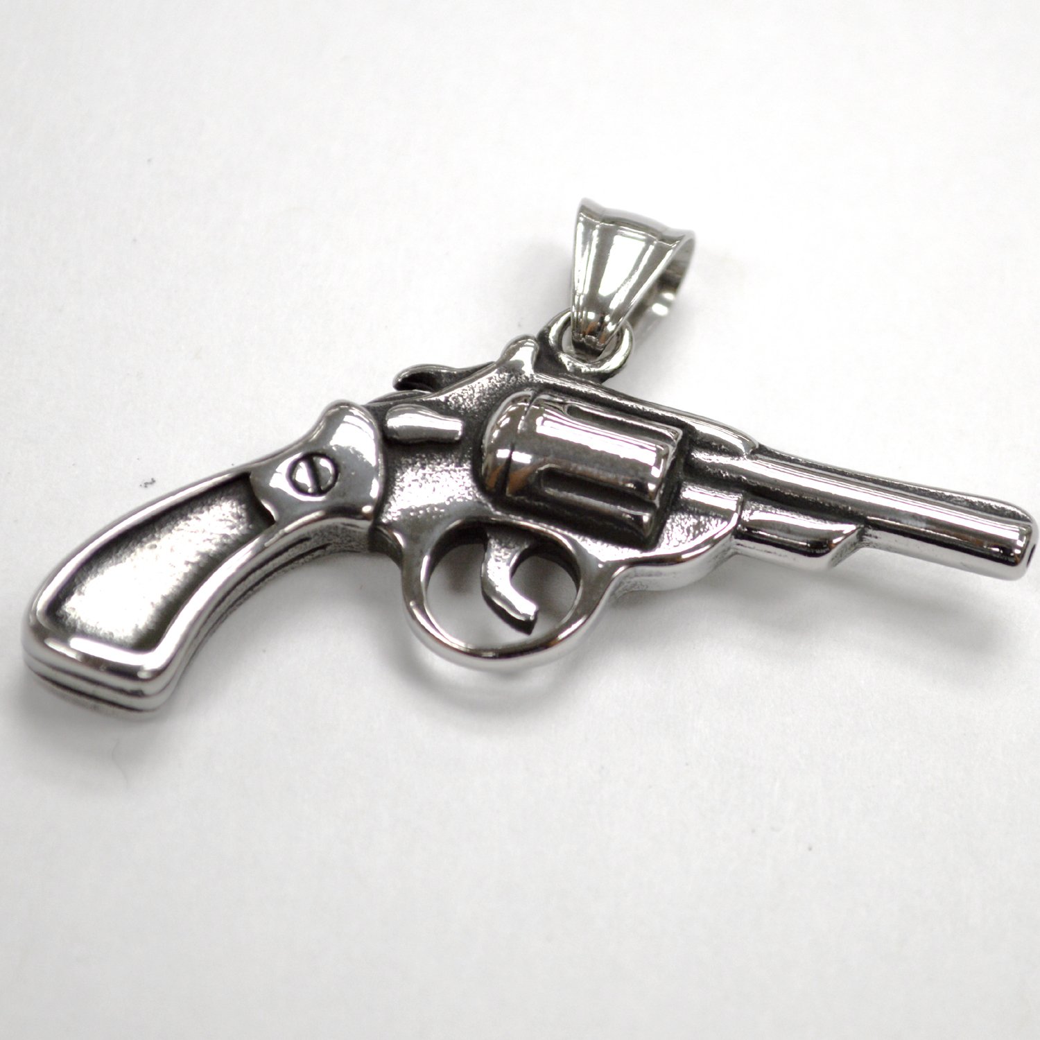 Pistol Gun Stainless Steel Pendant 86-1939S