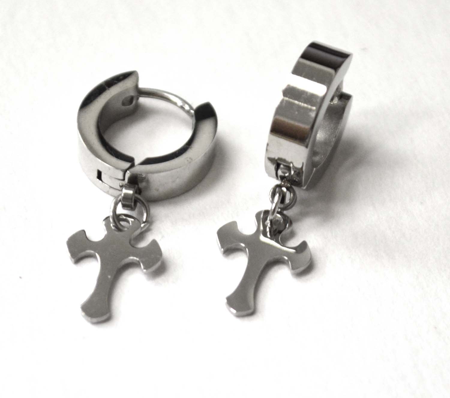 Dangling Cross Huggies Earrings 83-626S-8