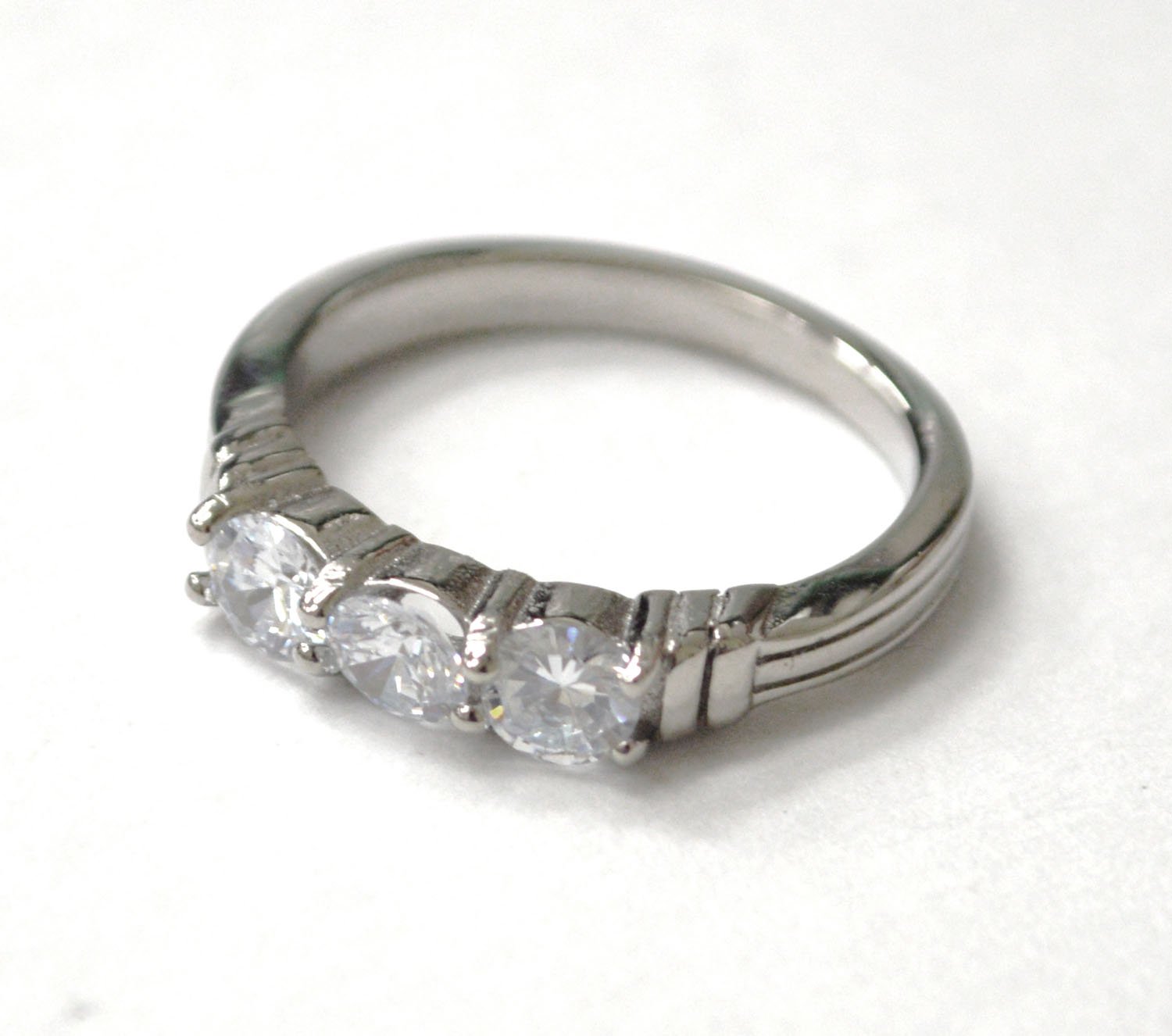 3 CZ Stones Stainless Steel  Ring 81-1604S