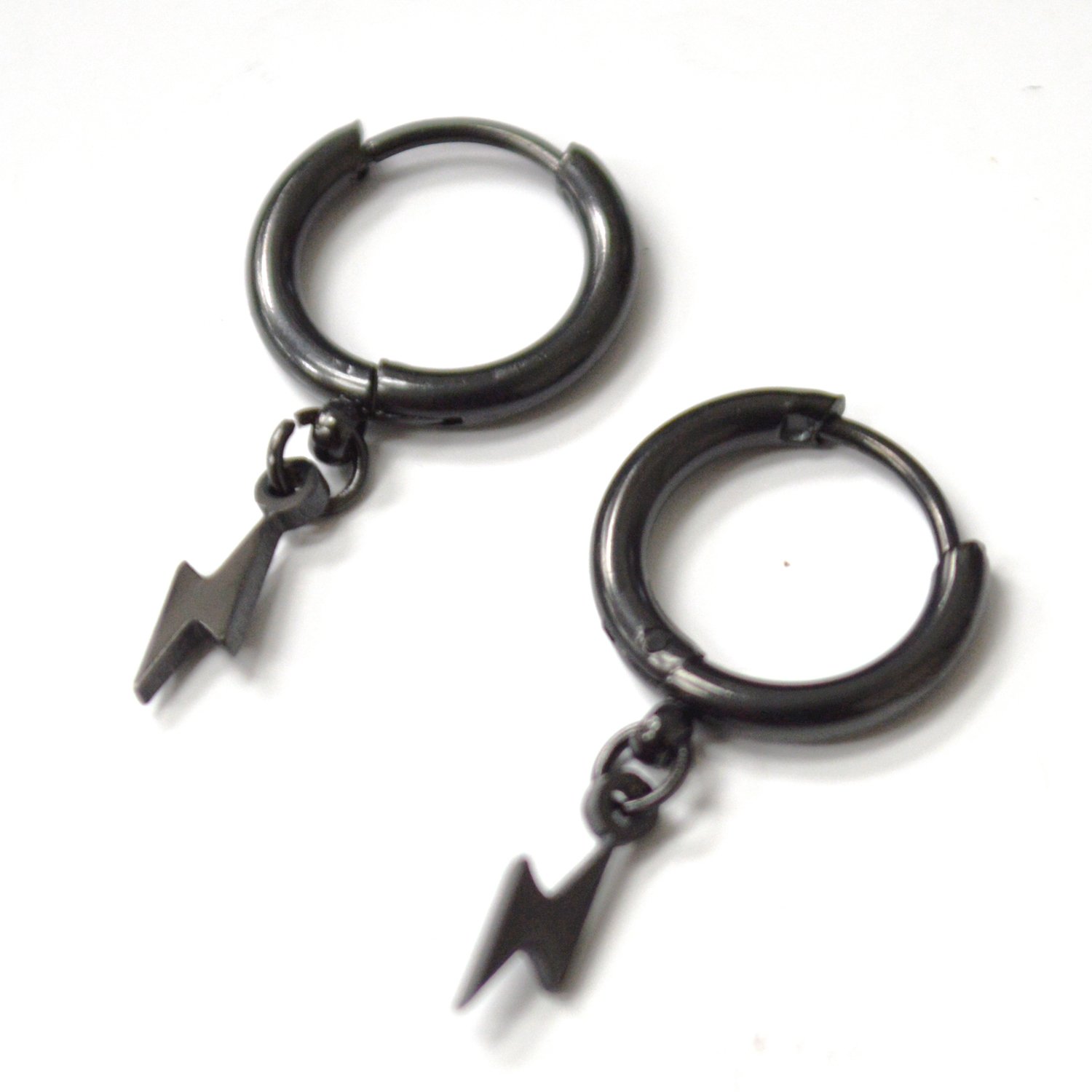 Lightning Bolt Hoops Stainless Steel Earrings 83-1002B