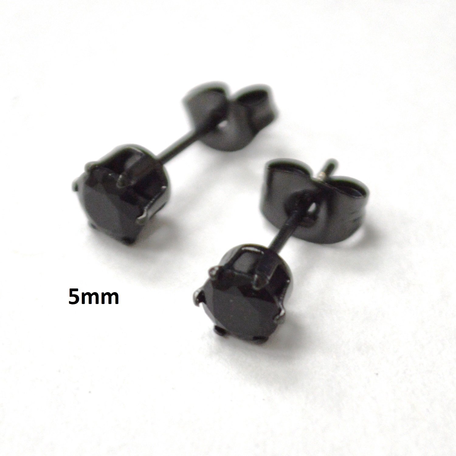 5mm Round Black CZ Stud Earring 83-103B-5 (10/pkg)