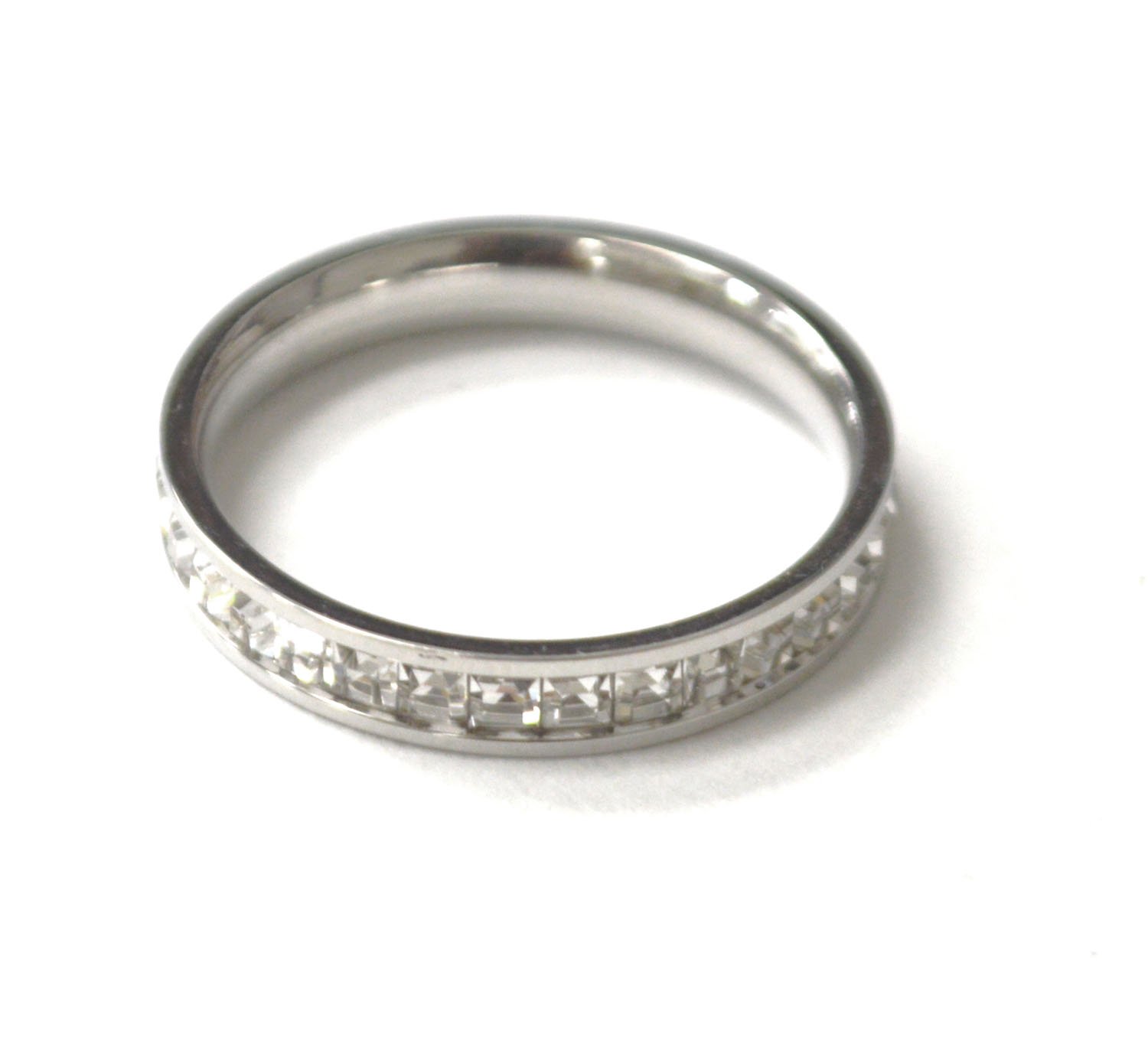 Eternity With Baguette Stone Stainless Steel Ring 81-1616S