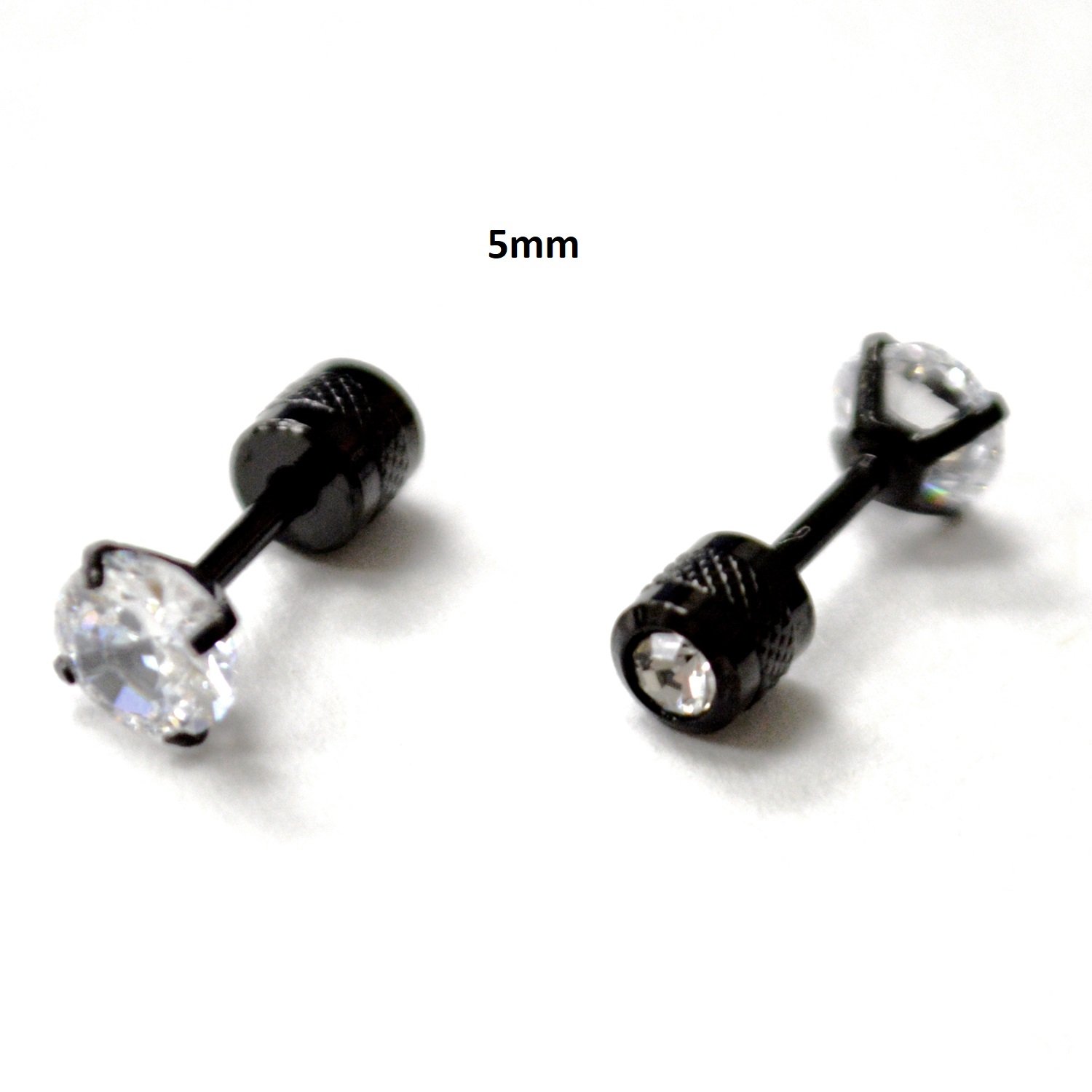Screw Back CZ Black Plated Earrings 83-958B-5