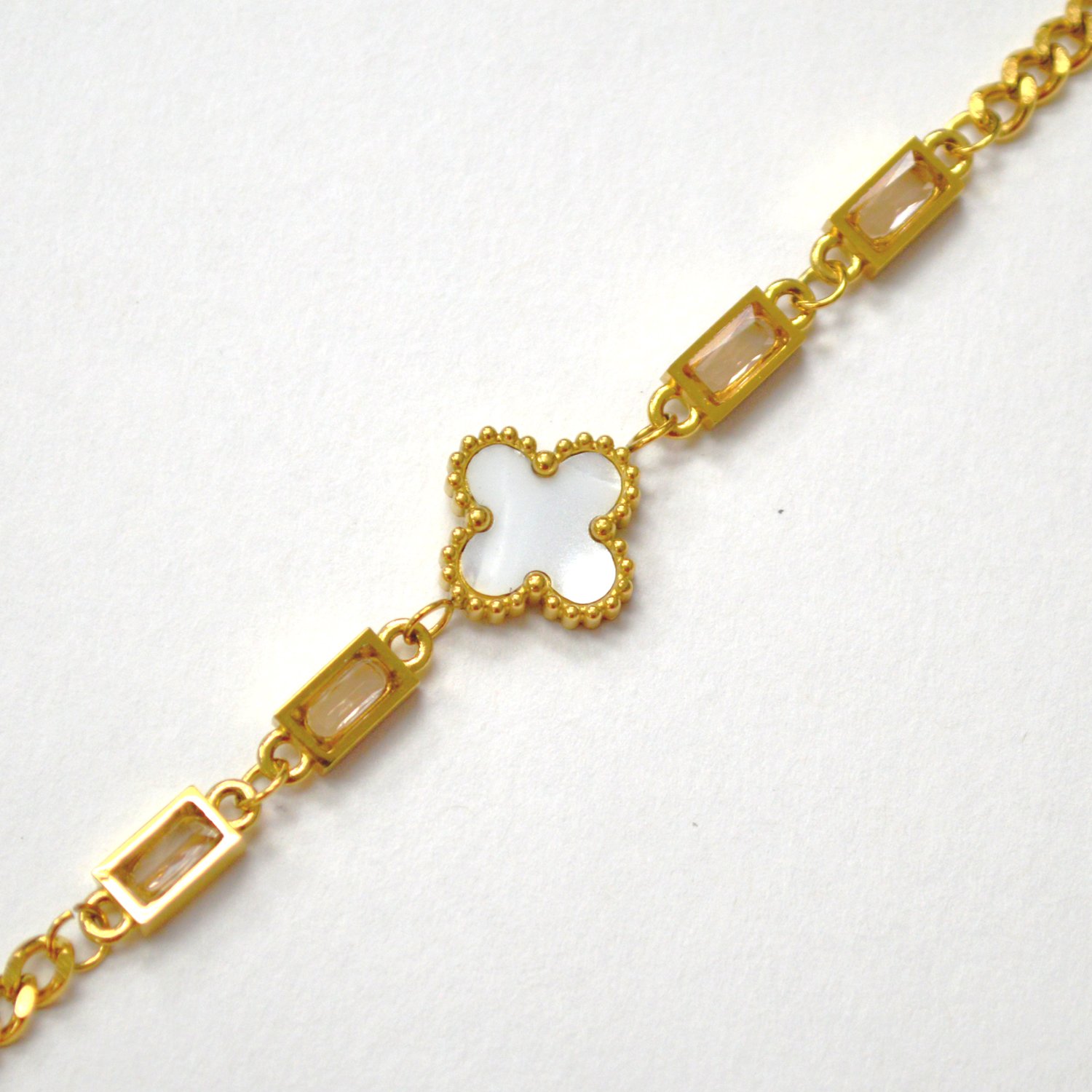 Designer Inspired MOP Gold IP Plated Bracelet 84-1916G