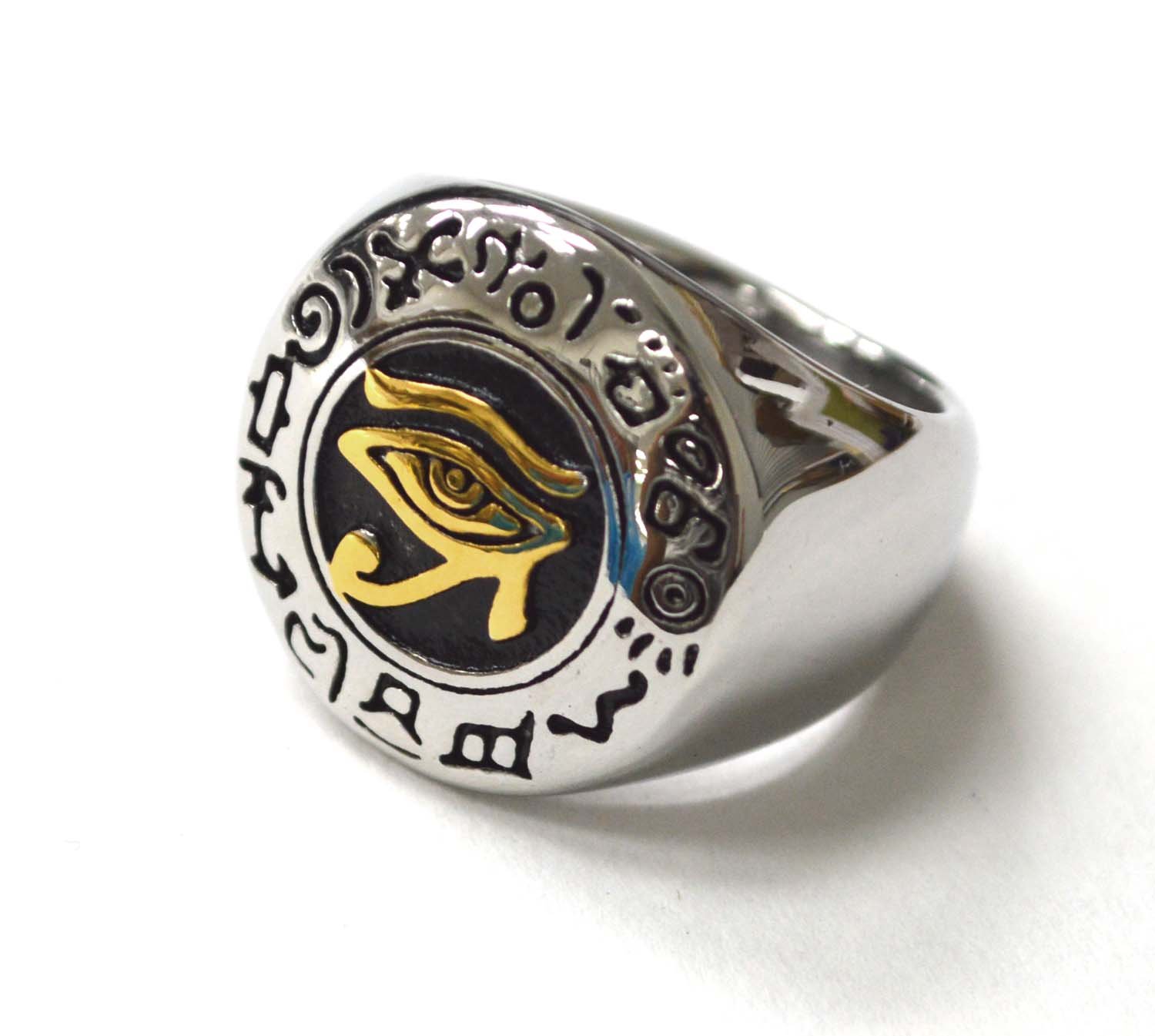 EYE OF HORUS 2 Tone Gold Plated Ring 81-1571-2T