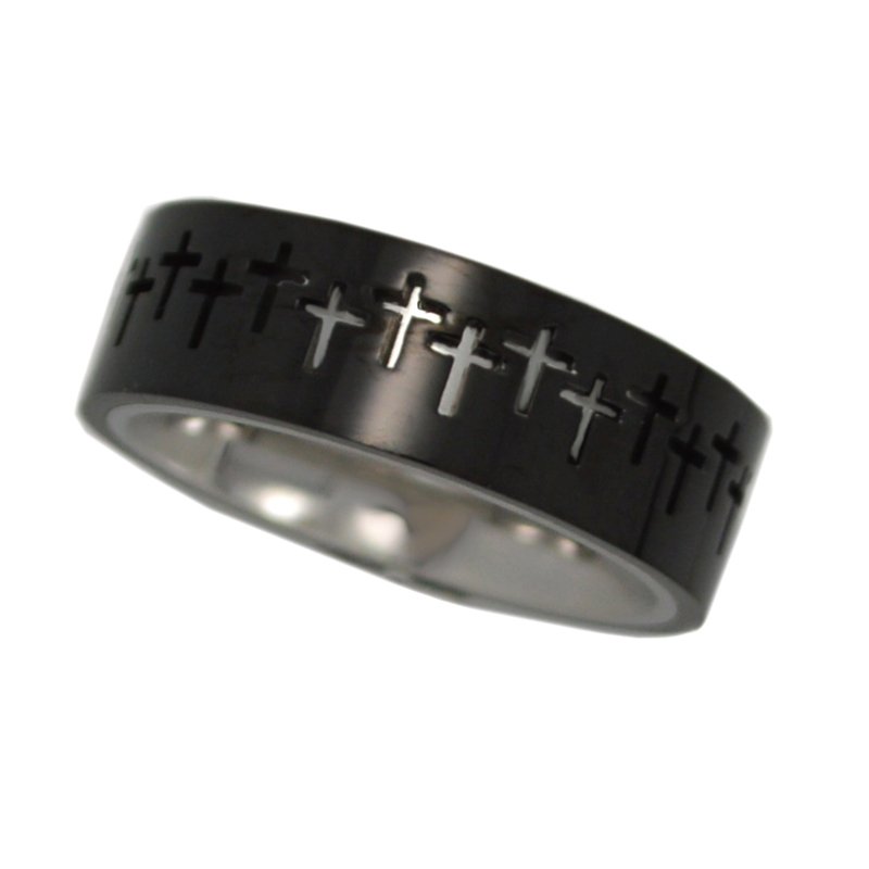 BLACK CROSS RING (7mm) 81-1165