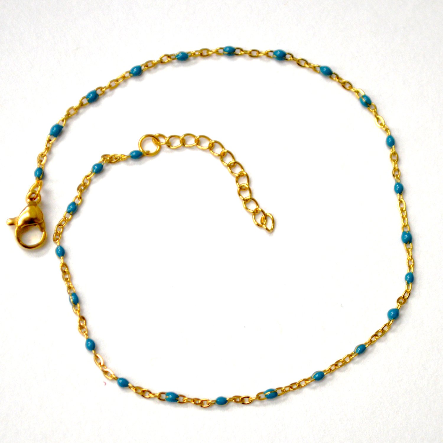 Beaded Gold IP Plated Anklet 82-256G Green (5/Pkg)