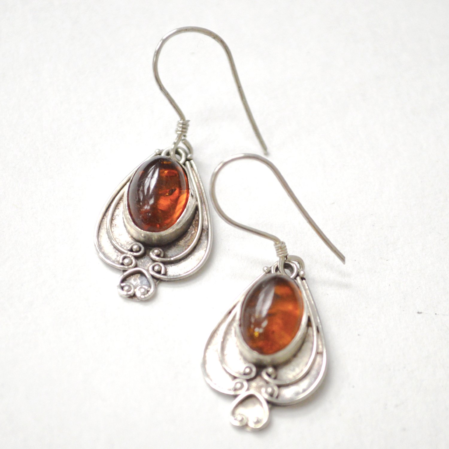 Amber Stone Earrings Sterling Silver 53-5309