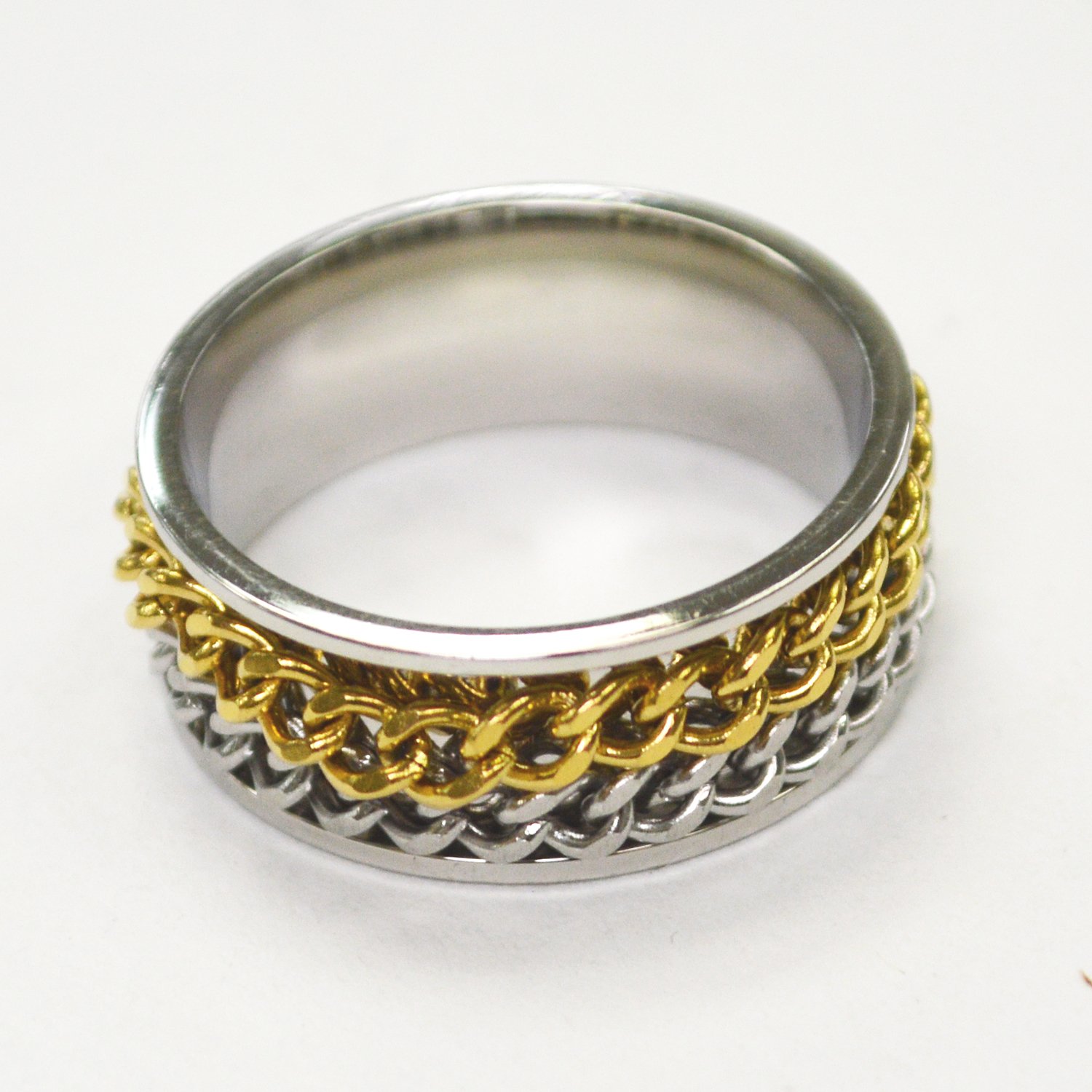 Double Link 2 Tone Gold Ring 81-1396G