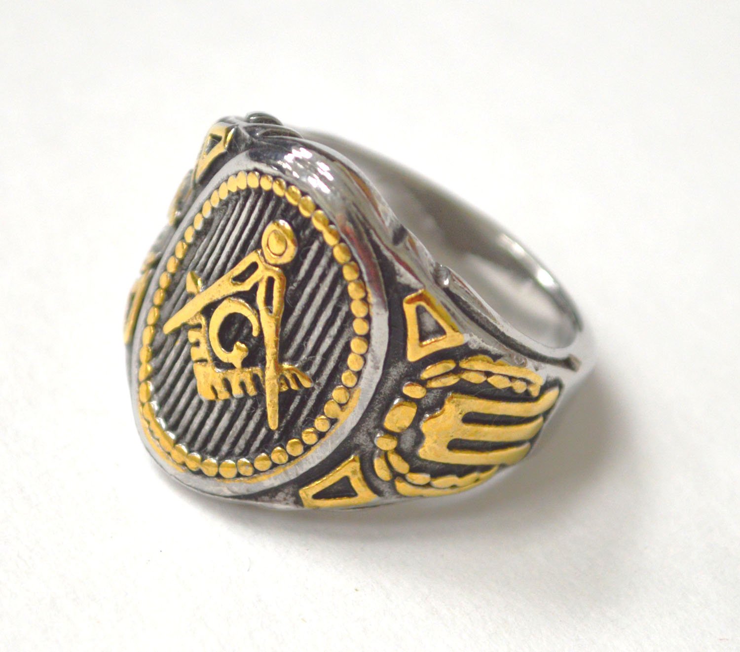 Masonic 2 Tone Gold Plated Ring 81-1584-2T