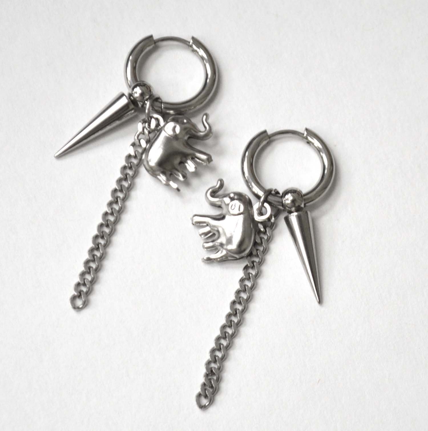 Dangling Elephant/Spike Earrings 83-899S