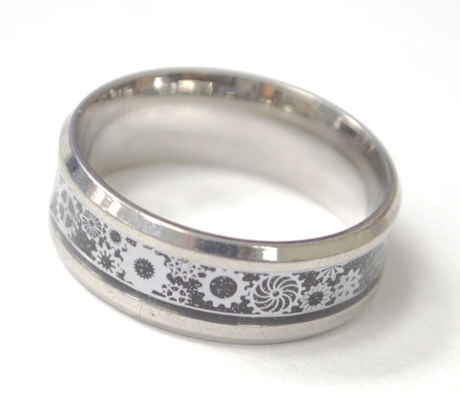 Gear 2 Tone Black Stainless Steel Ring 81-1651