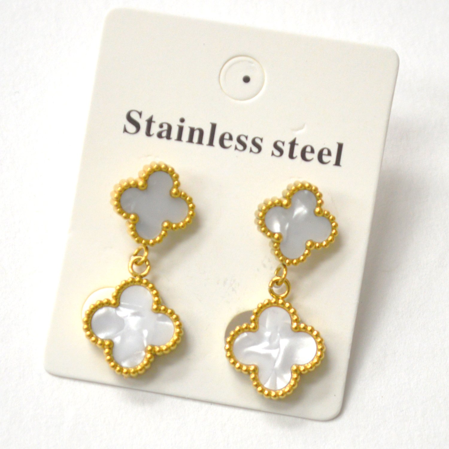 Designers Inspired Gold Plated Earrings 83-965G MOP