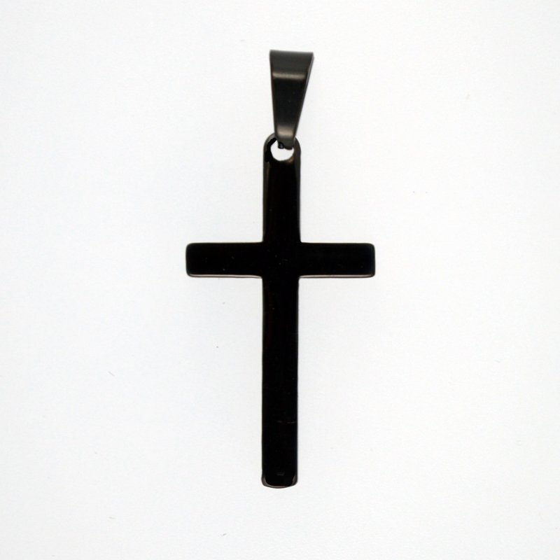 Plain Cross Black Plated Pendant 86-875B