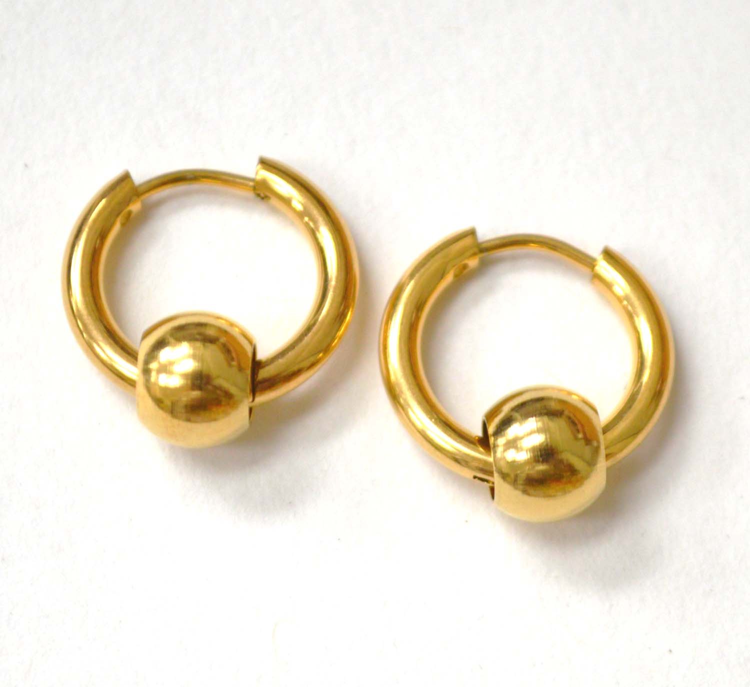Hoops with Ball Gold Plated Earrings  83-874G