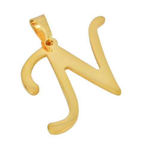 N Initial Gold IP Plated Pendant