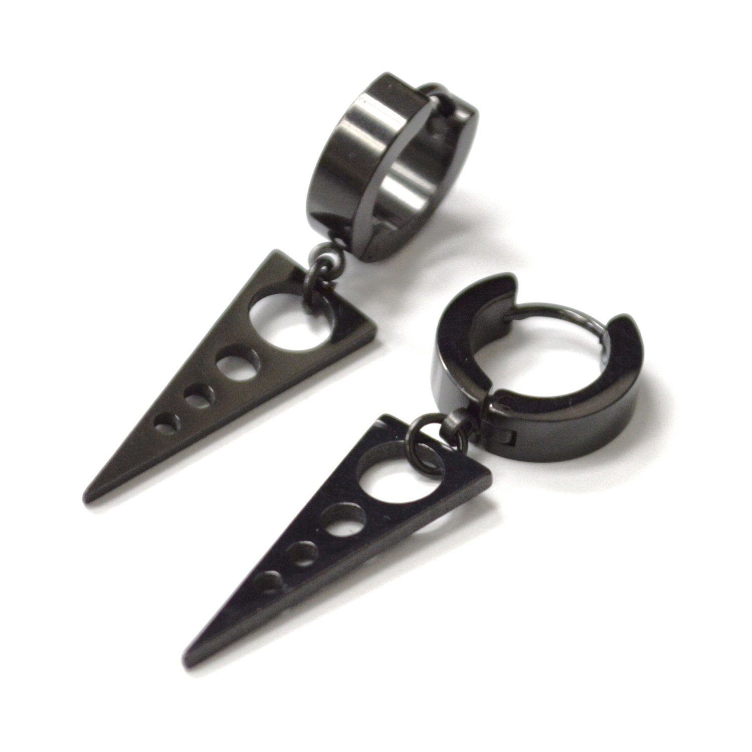 Huggies Dangling Black Plated Earrings 83-783B