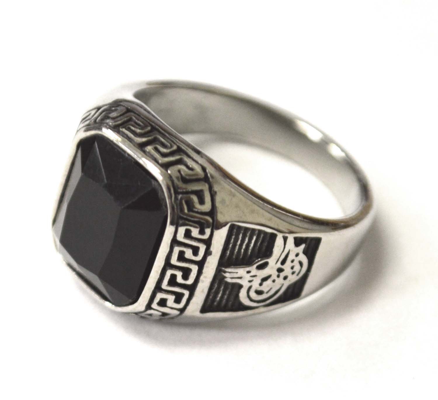 Black Stone Stainless Steel Ring 81-1468S