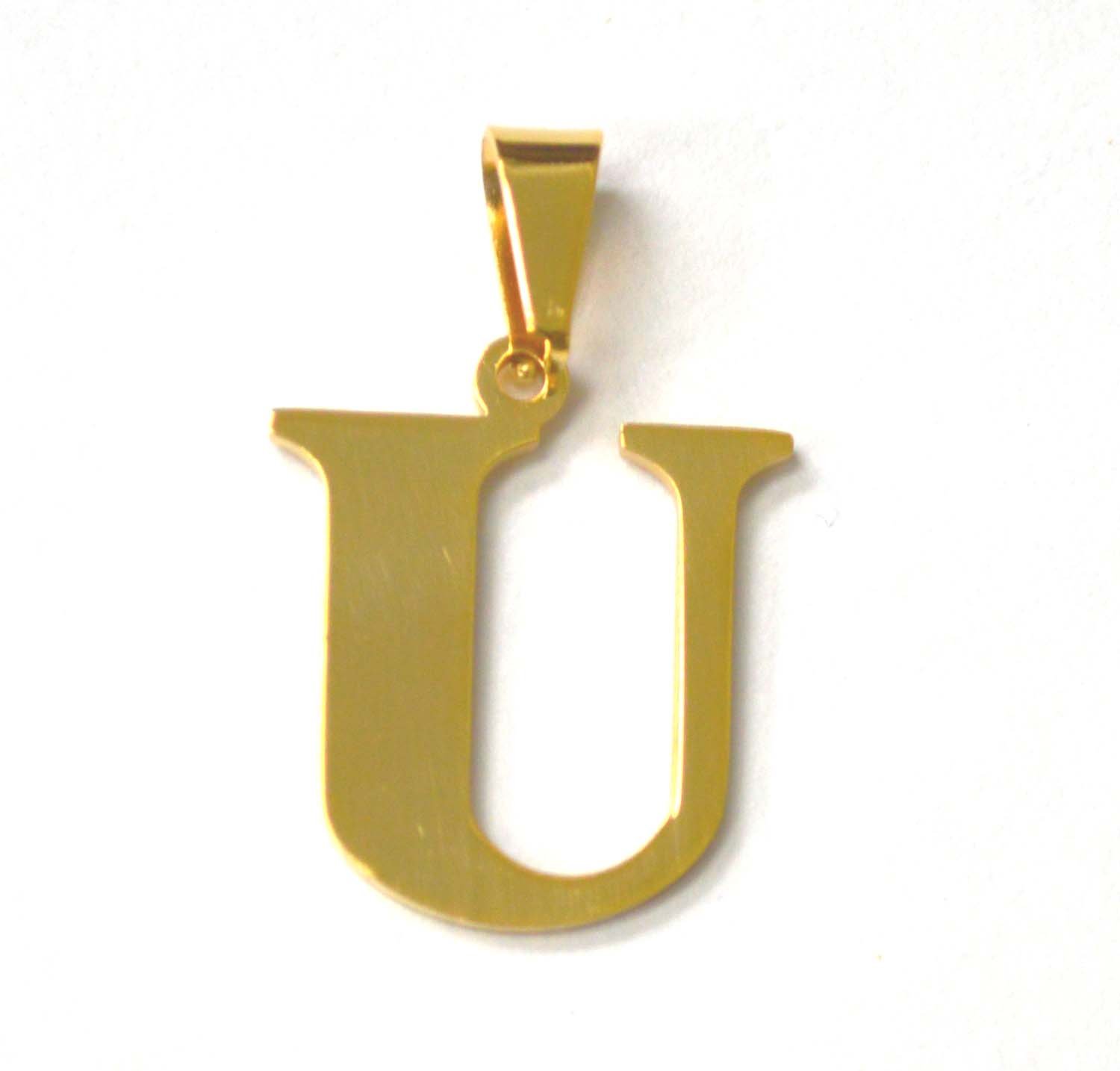 U Initial Gold IP Plated Pendant 86-278G-U