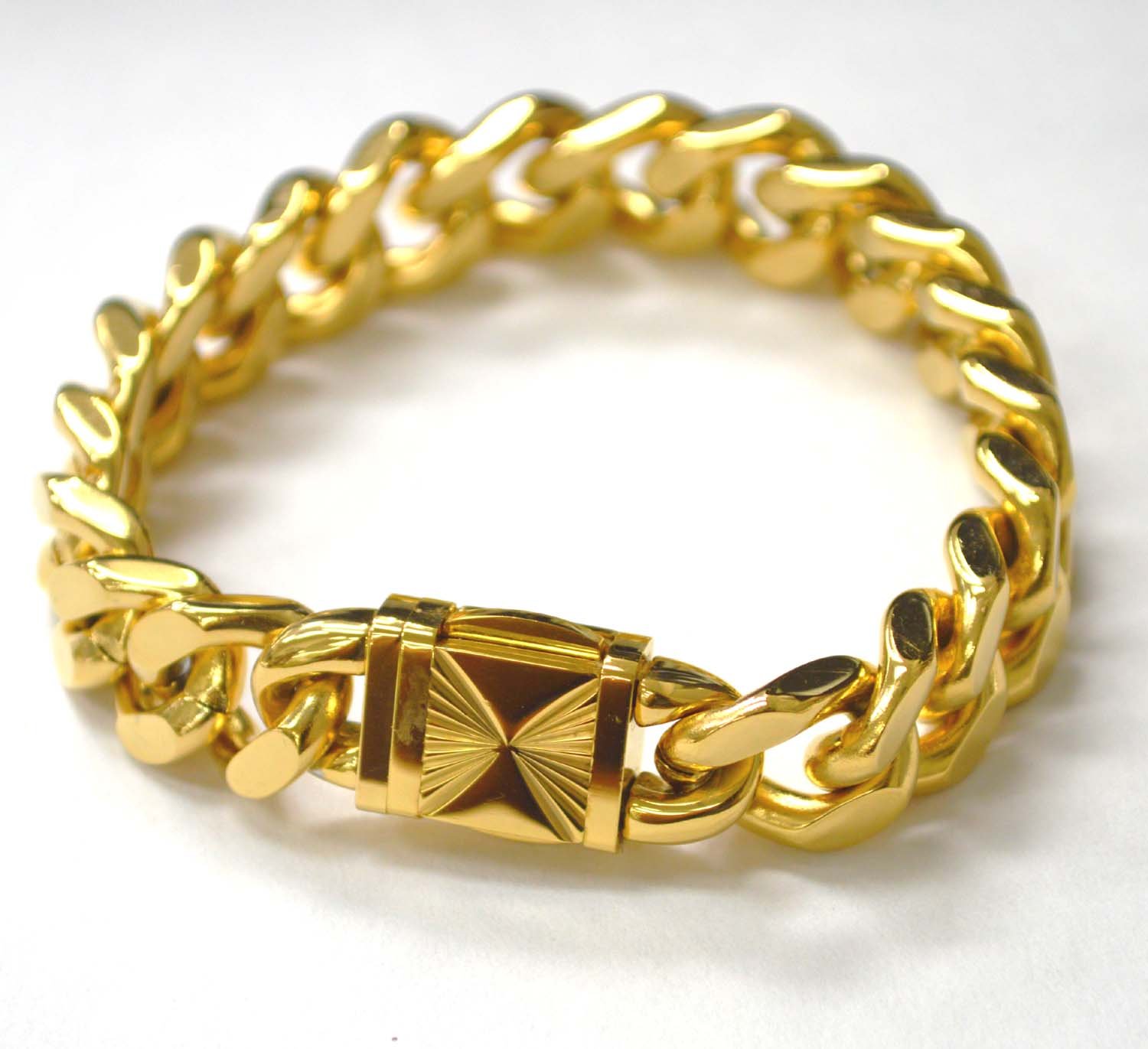 14mm Cuban Sq Gold Plated with Fancy Lock 84-1867G-14-2