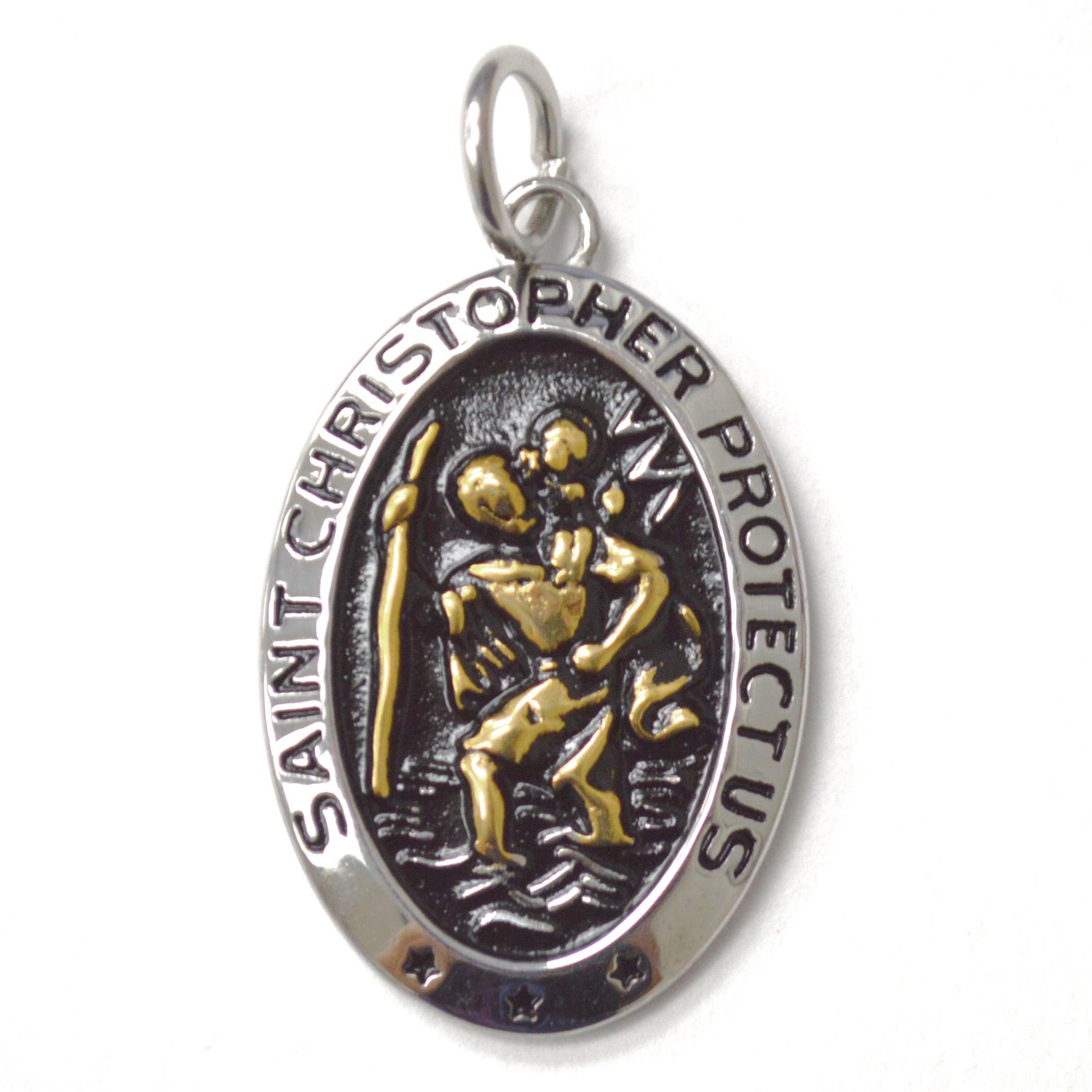 St Christopher 2 Tone Gold Plated Medallion  86-1335-2T