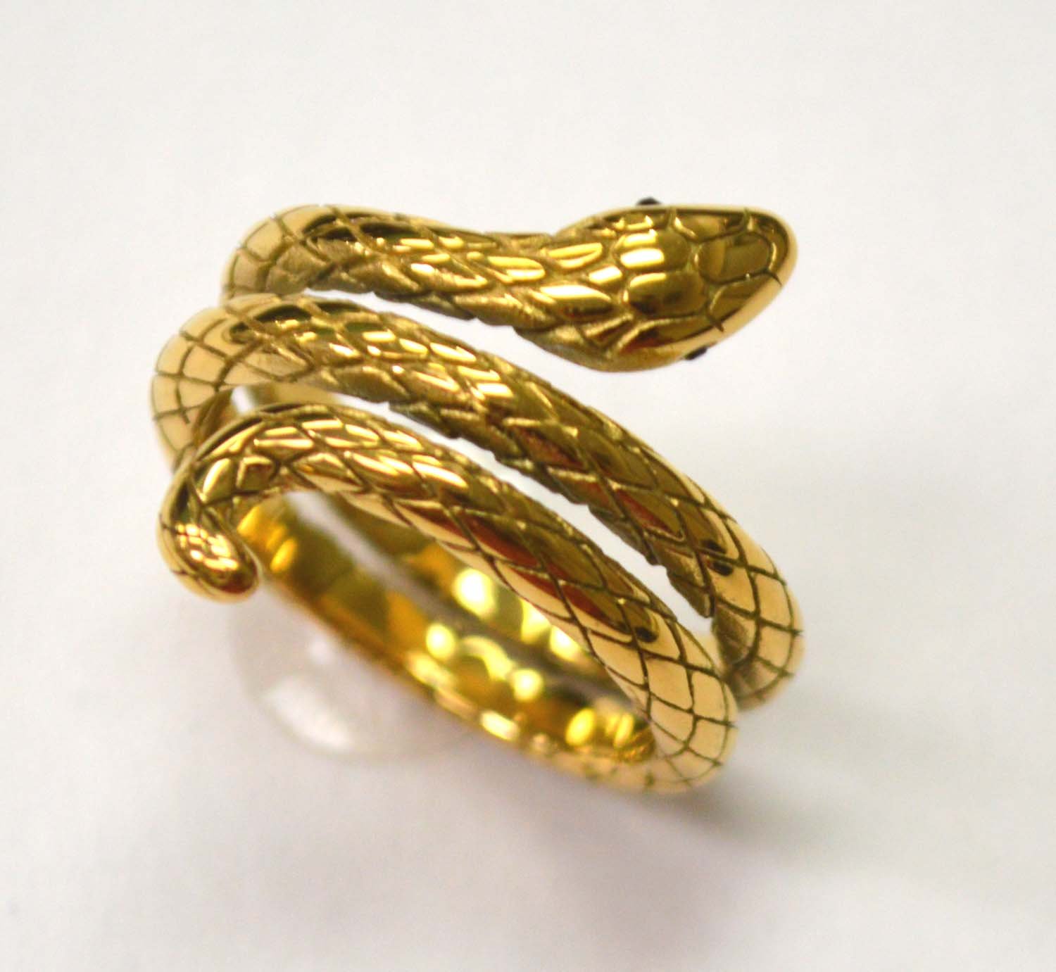 SNAKE GOLD IP PLATED With Black Eye 81-1339G