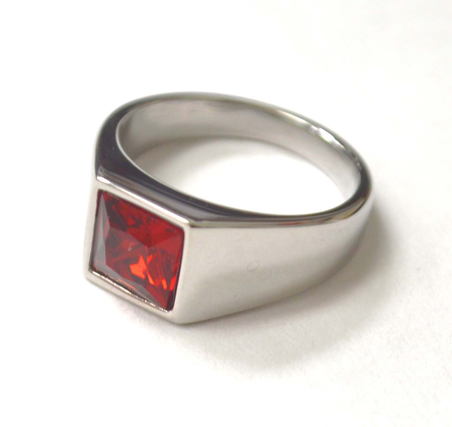Red CZ Stone Stainless Steel Ring 81-1522S-Red