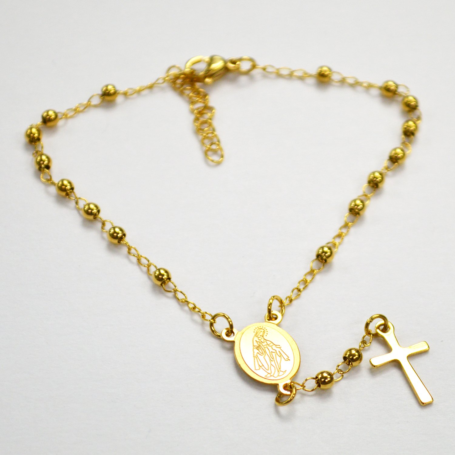 3mm Gold IP Plated Rosary Bracelet 87-23G