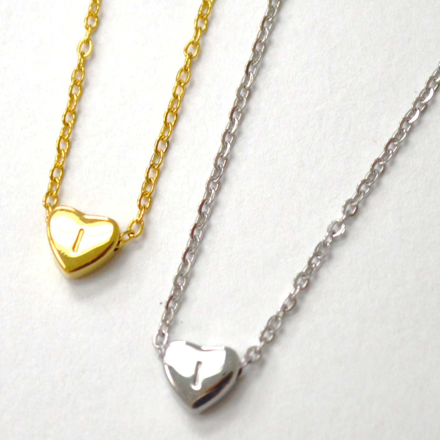 I Heart Initial Stainless Steel Necklace 85-1028-I