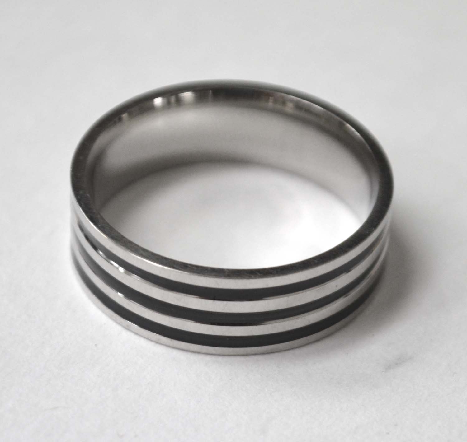 Striped Stainless Steel Ring 81-1703
