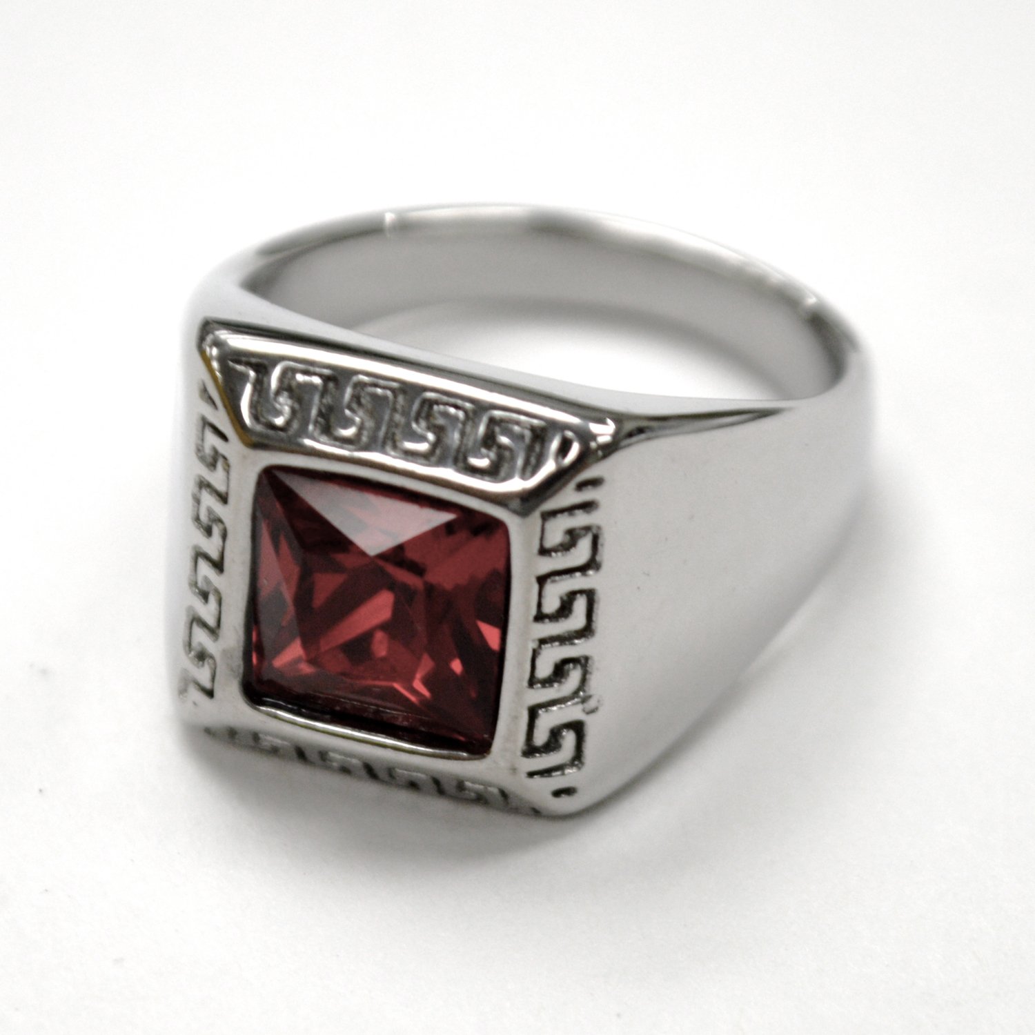 Red Stone Stainless Steel Ring 81-1689S-Red
