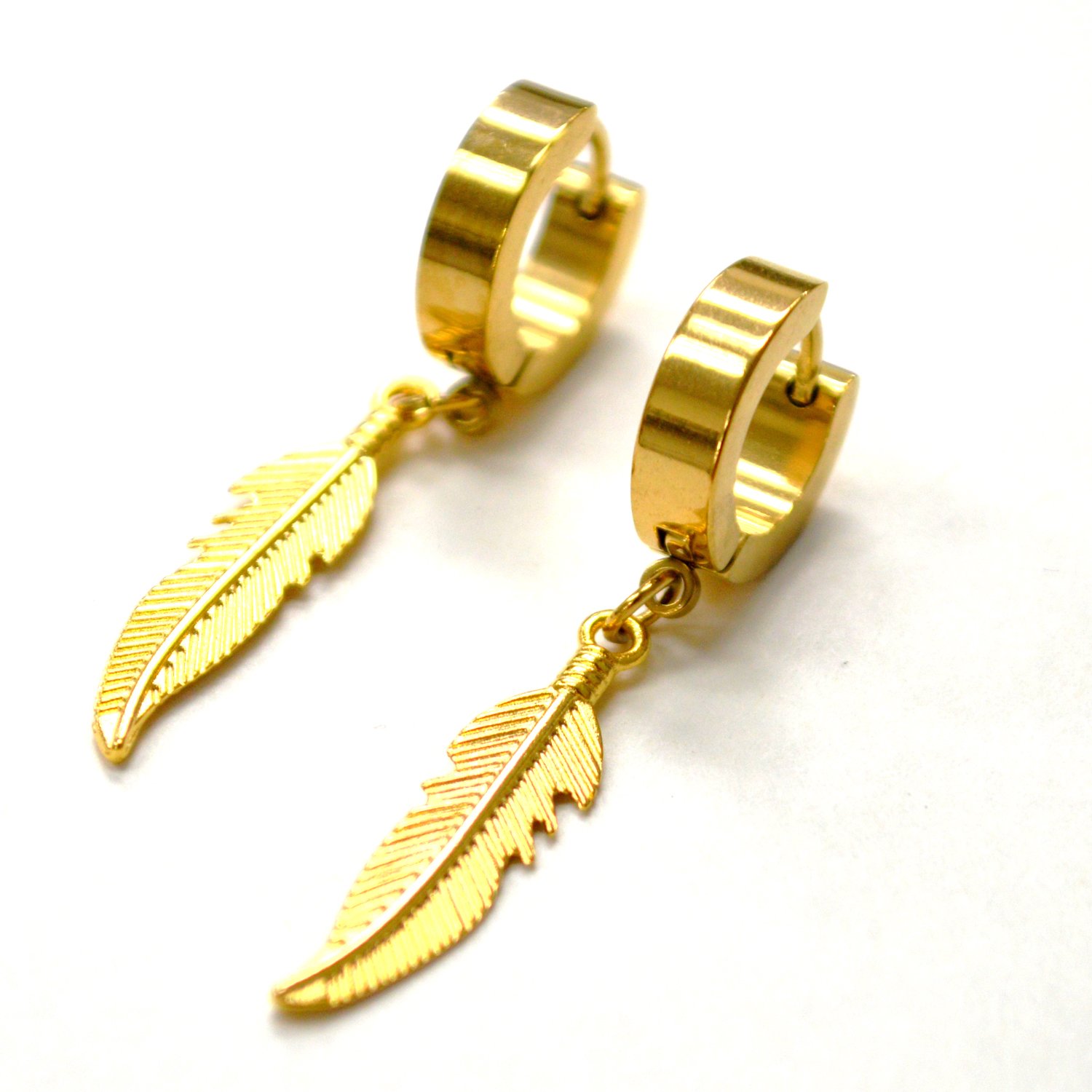 Feather Gold IP Plated Huggies 83-766G