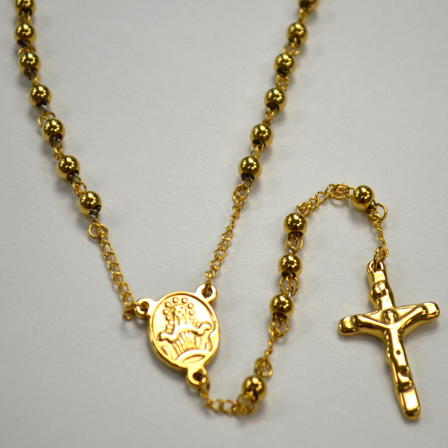5MM GOLD IP PLATED ROSARY 87-27G