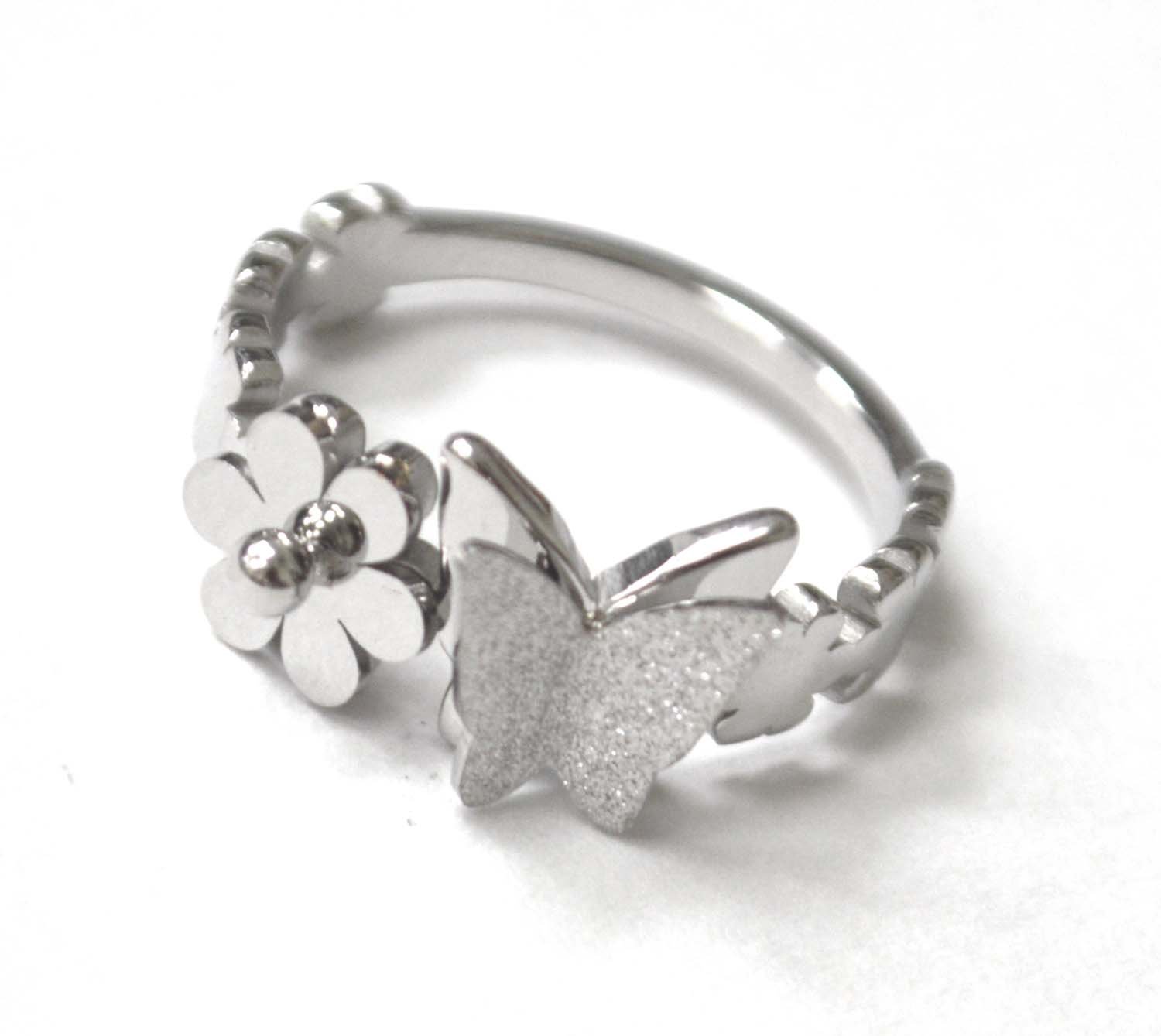 Butterfly with Stones Stainless Steel Ring 81-1530S