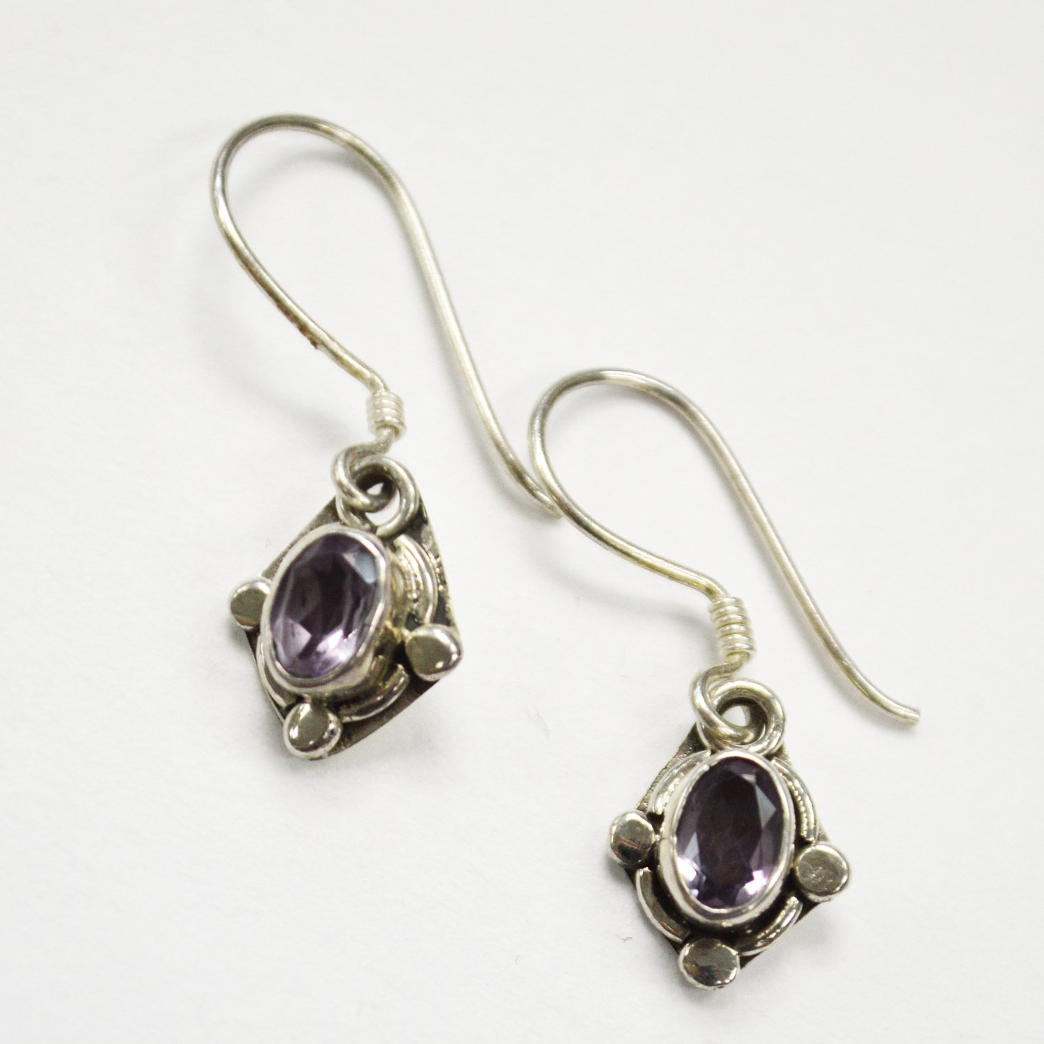 Garnet Stone Dangling Earring Sterling Silver 53-4062-1