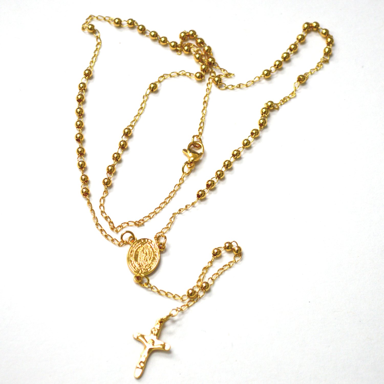 3mm Gold IP Plated Rosary 87-37G-3