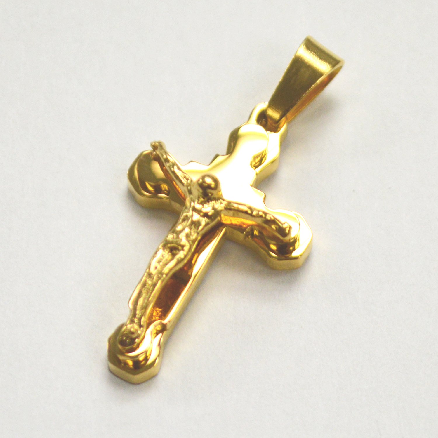 Crucifix Cross Gold IP Plated Pendant 86-2253G