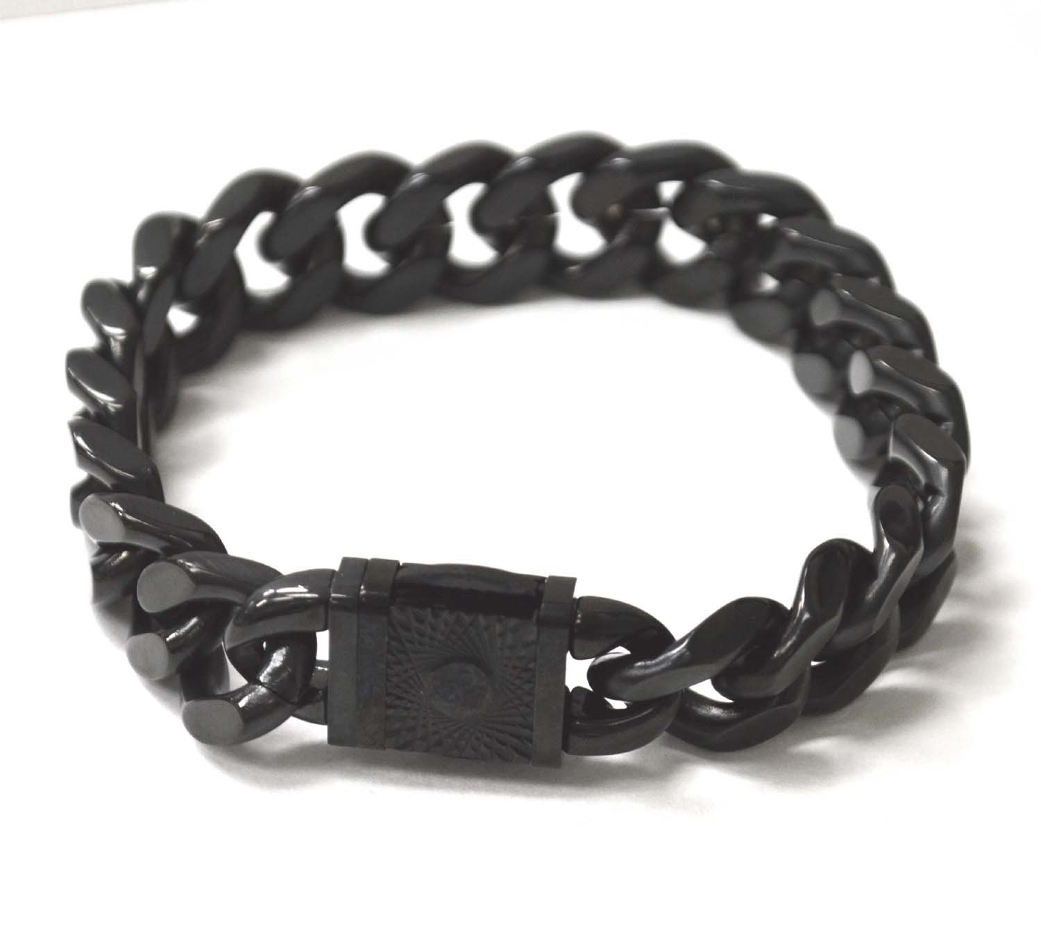 14mm Cuban Link Black Plated Bracelet 84-1867B-14-4