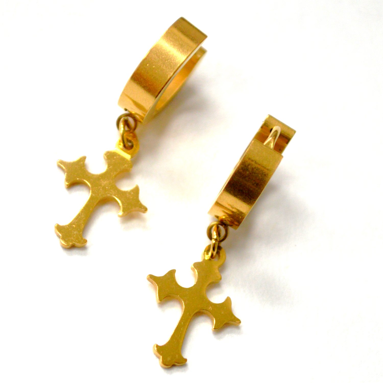 Dangling Cross Huggies Gold Plated 83-626G-6