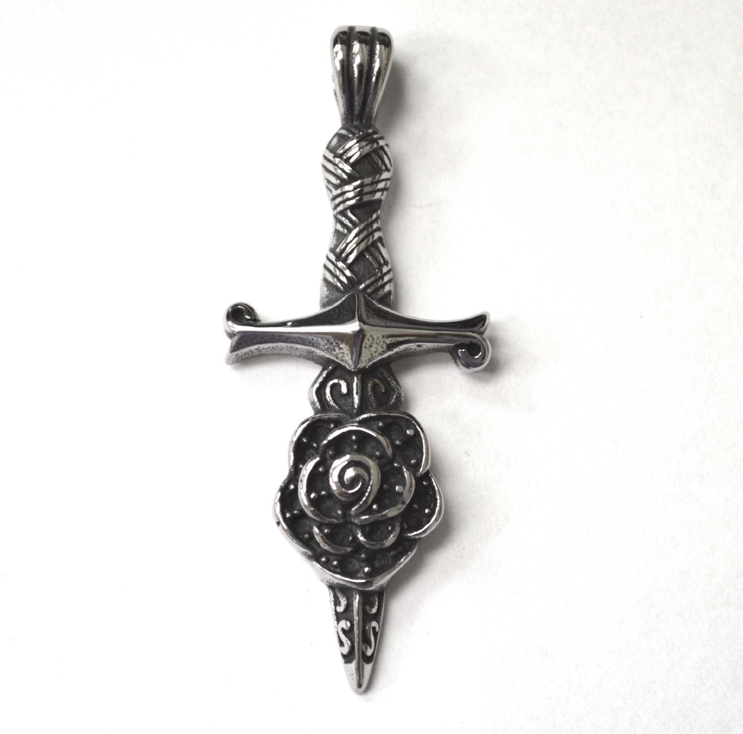 Sword with Rose Stainless Steel Pendant 86-2391S