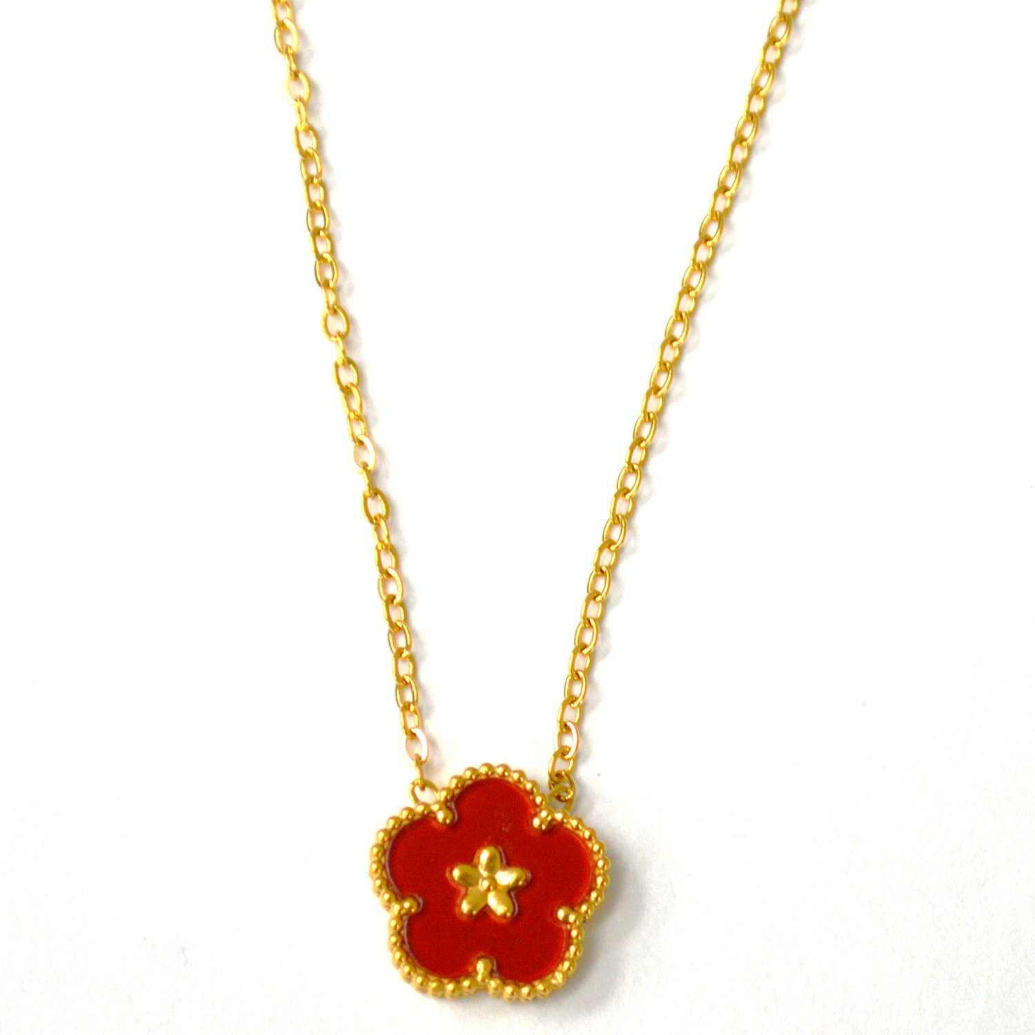 Designer's Inspired Gold IP Plated Necklace 85-303G Red