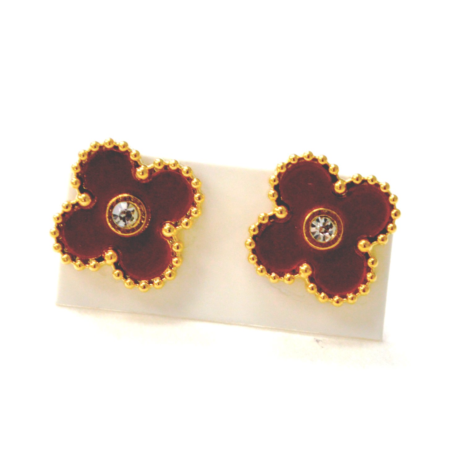 Designer's Inspired Gold IP Plated Earrings 83-966G Red