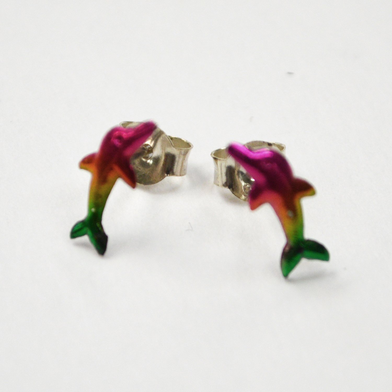 Dolphin Stud Sterling Silver Earrings 53-5253