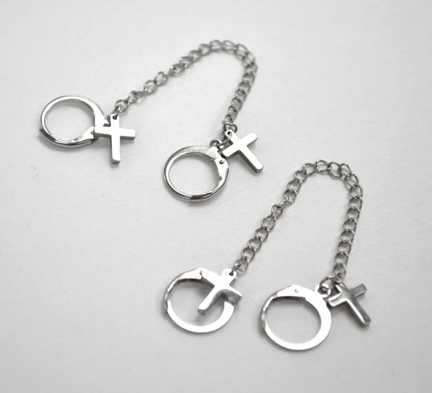 Dangling Cross with Handcuff Earrings 83-837