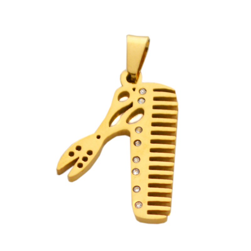 SCISSOR AND COMB Gold Plated Pendant 86-1962G