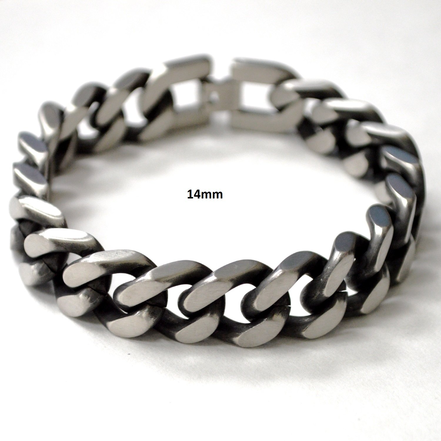14mm Cuban Link Oxidized Matte Stainless Steel Bracelet 84-2000-Oxi-14 M